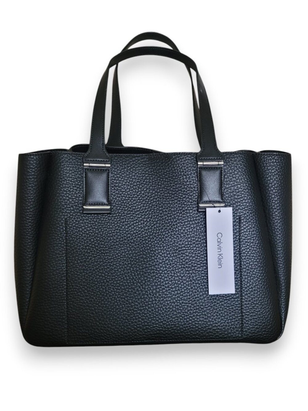 Calvin Klein Jett Tote Black Structured Handbag with Dust Bag NWT